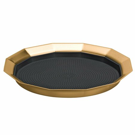 SERVICE IDEAS Paneled Tray with Removable Insert, 9diameter, Stainless Steel, Vintage Gold TRPN119RIBSVG